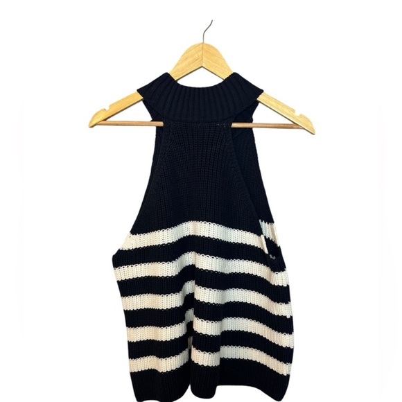 Anthropologie Navy and White Striped kitted Sleeveless Top - Picture 3 of 6